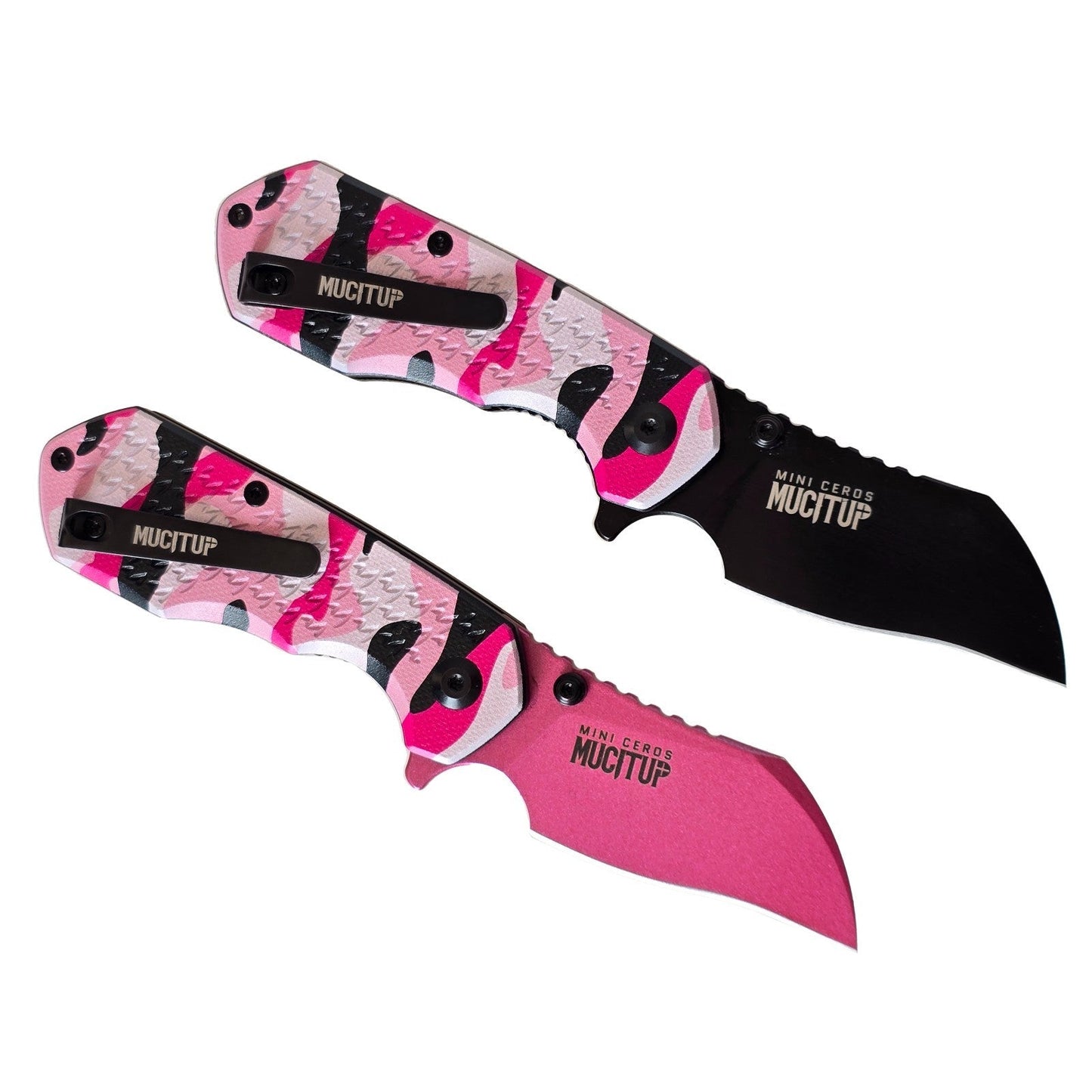 MUCITUP Mini Ceros Pink Camo Folding Knife 9Cr18MoV G10 EDC Black/Pink