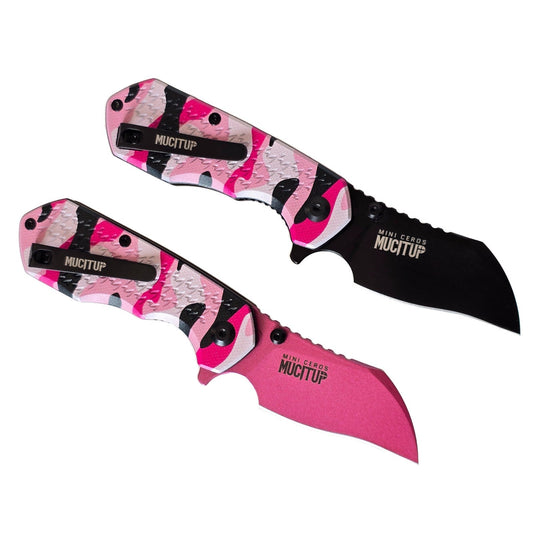 MUCITUP Mini Ceros Pink Camo Folding Knife 9Cr18MoV G10 EDC Black/Pink