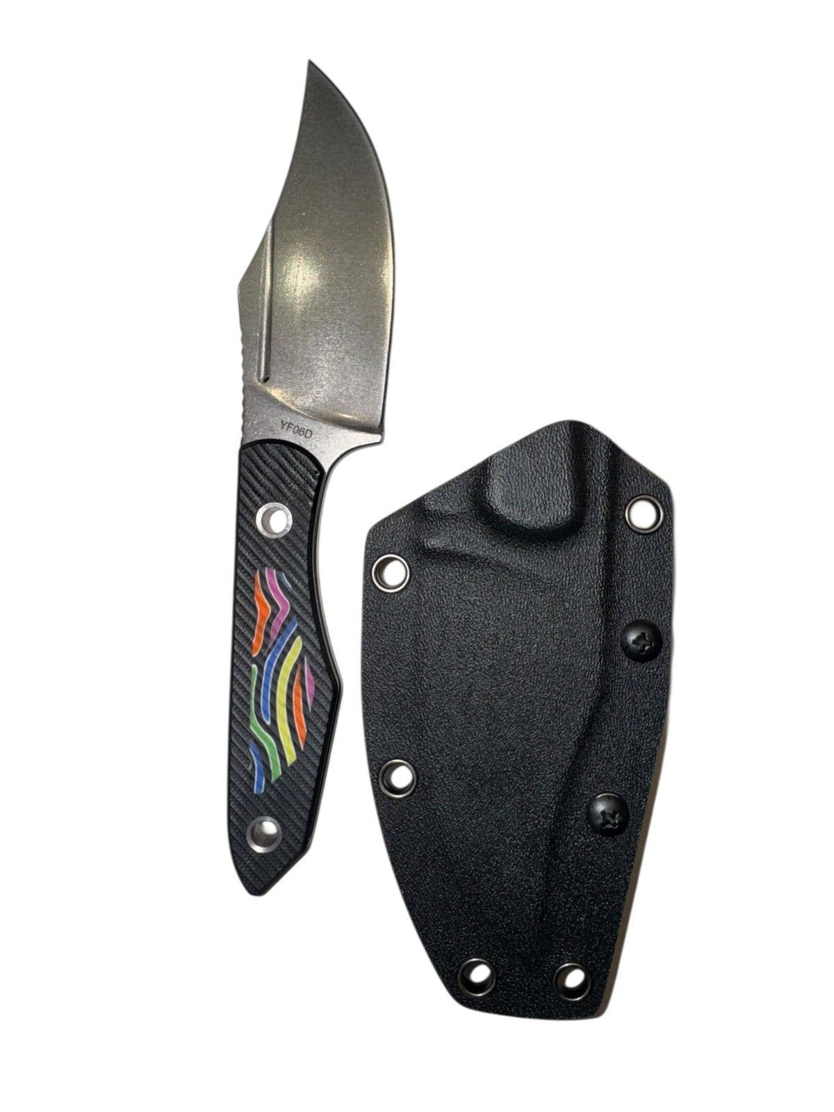Sharp Blade YF06D Fixed Blade Hunting Knife 9Cr18MoV G10 8” Black/Stonewashed