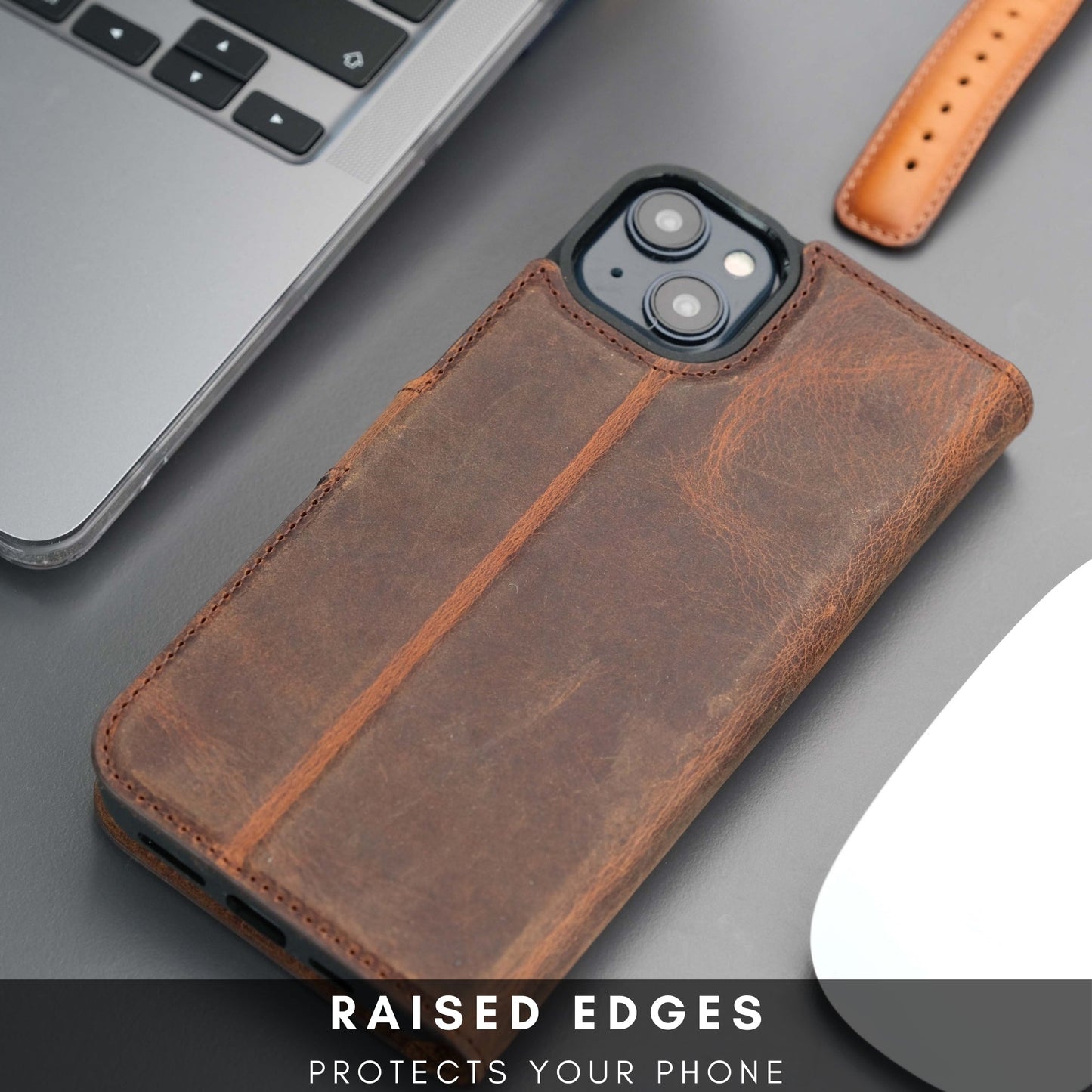 Casper Leather iPhone 15 Plus Wallet Case | Detachable MagSafe Compatible RFID Protection