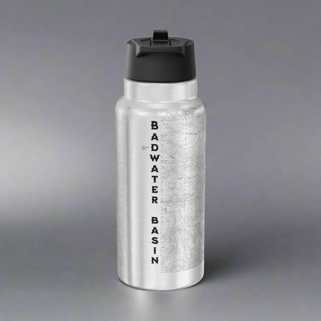 Death Valley Badwater Basin Topographic Insulated Water Bottle Tumbler