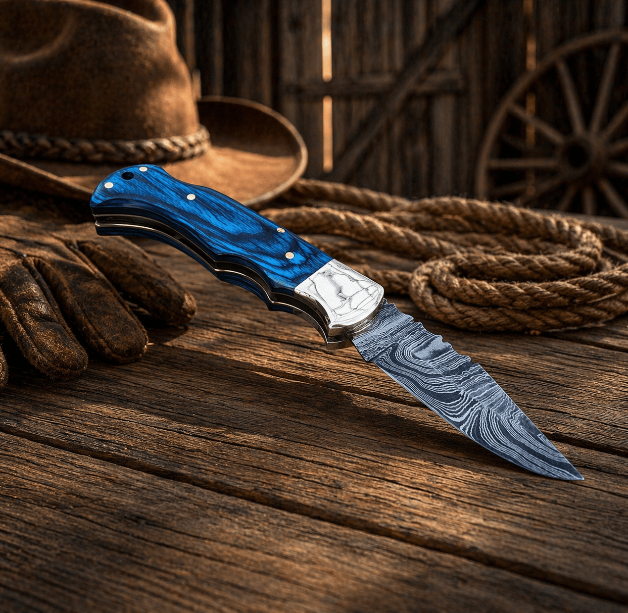 6.5” Handmade Damascus Pocket Folding Knife – Authentic Damascus Steel EDC Knife | Premium Gift for Men, Hunting & Camping Knife