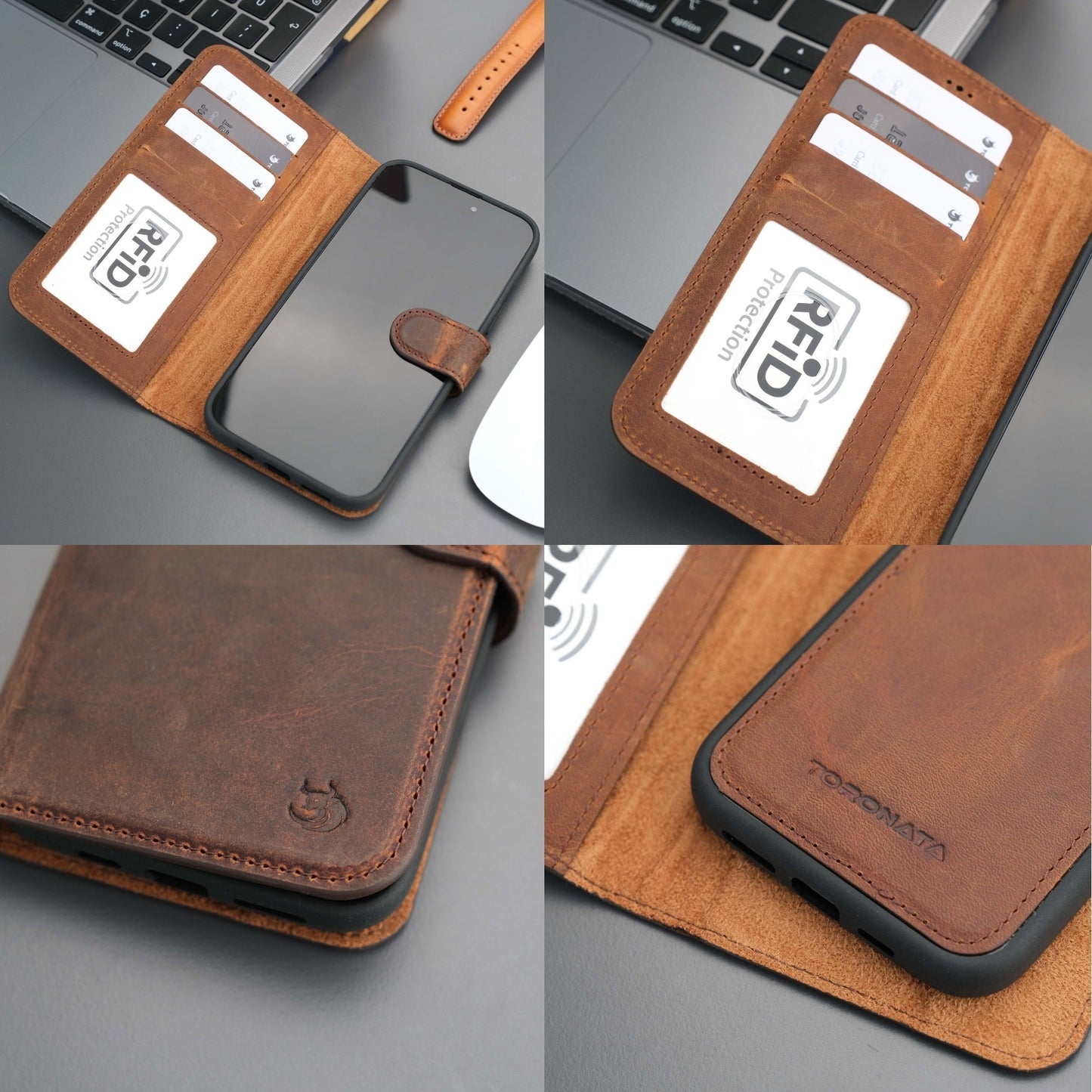 Casper Leather iPhone 15 Plus Wallet Case | Detachable MagSafe Compatible RFID Protection