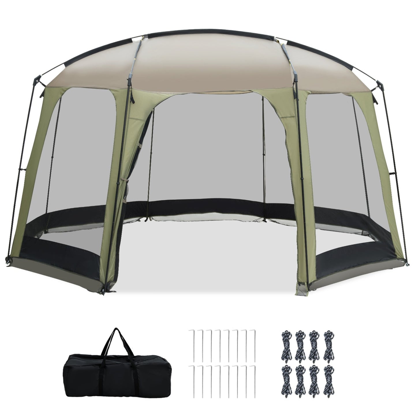6-8 Person Netted Canopy Tent with Zippered Door
