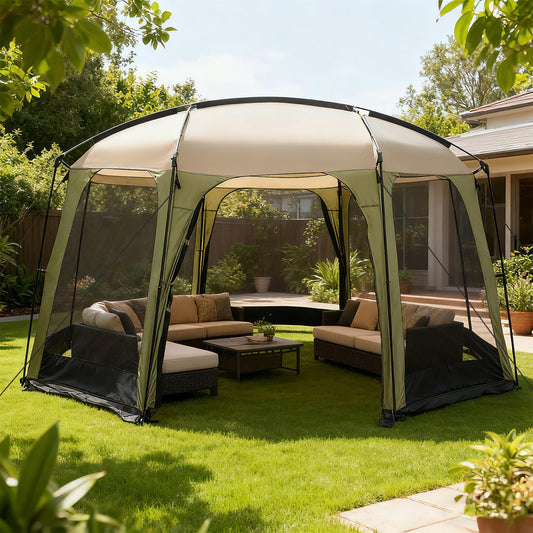 6-8 Person Netted Canopy Tent with Zippered Door