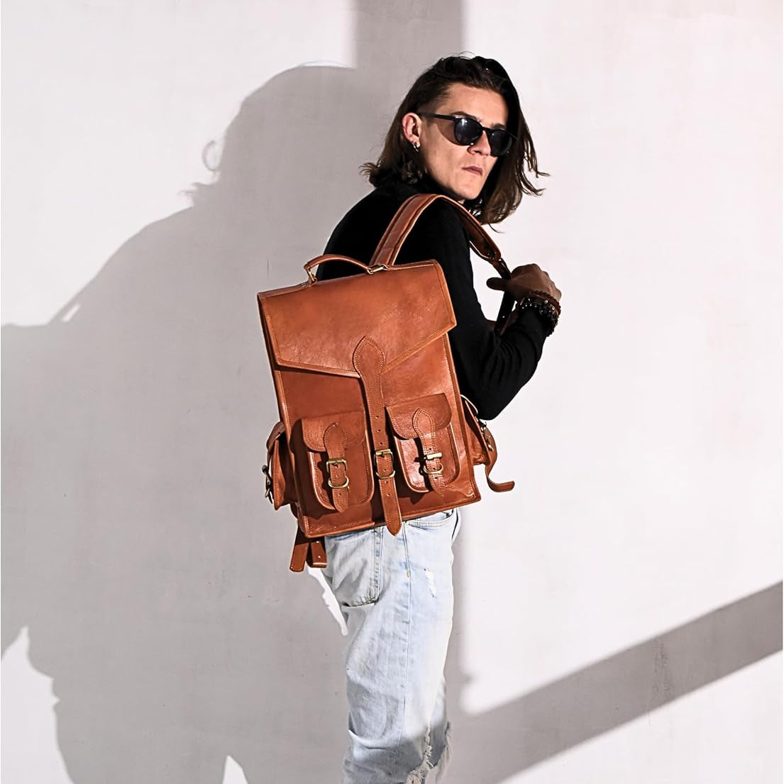 Vintage Leather Backpack Rucksack