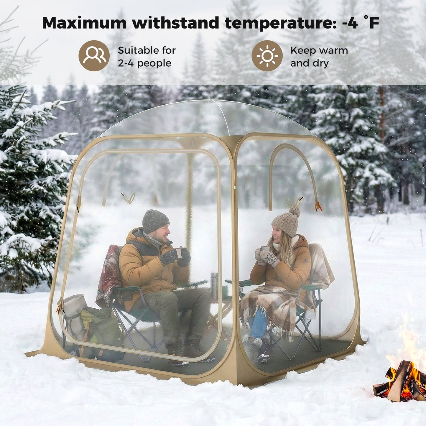 7 x 7 FT Pop Up Sports Tent Clear Bubble Tent All-Weather Waterproof Pod with Sealed Floor