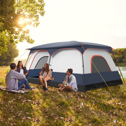 8-10 Person Camping Tent with Double Rooms and 2 Doors