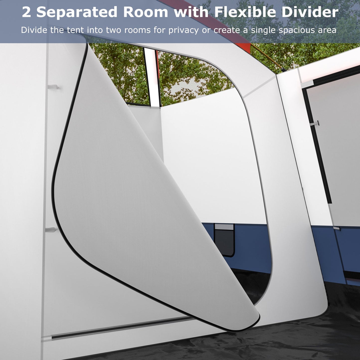 8-10 Person Camping Tent with Double Rooms and 2 Doors