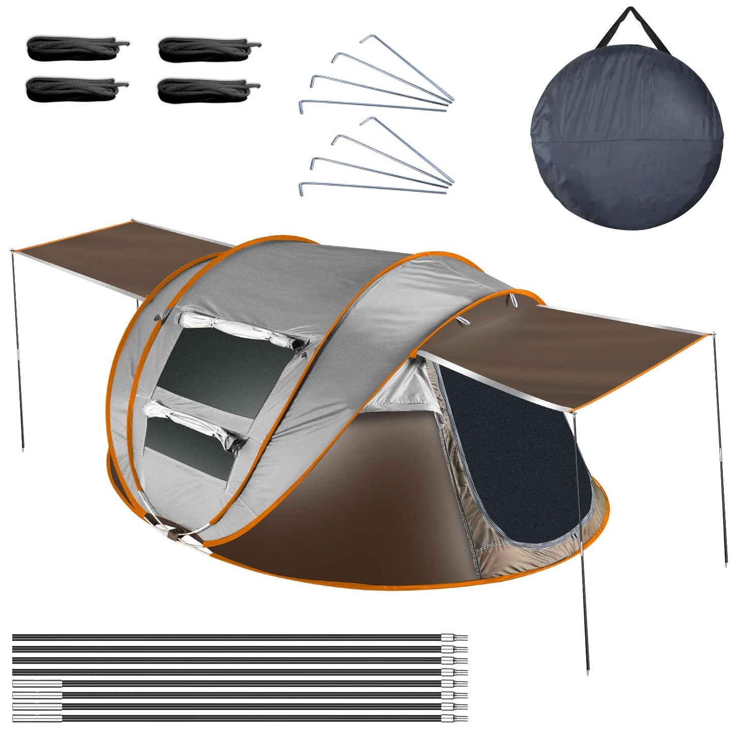 3-4 Person Pop Up Tent Automatic Setup Camping Tent Waterproof Instant Setup Tent with 2 Mosquito Net Windows Carrying Bag for Hiking Climbing Adventu