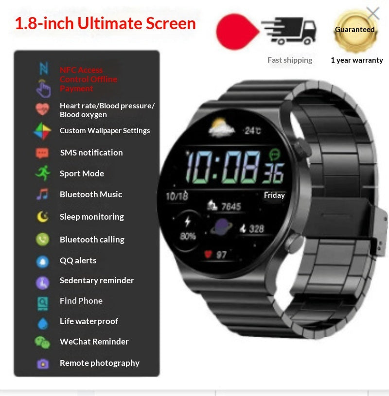 Smartwatch With Bluetooth Calling Fitness Tracking Step Counting And Health Monitoring