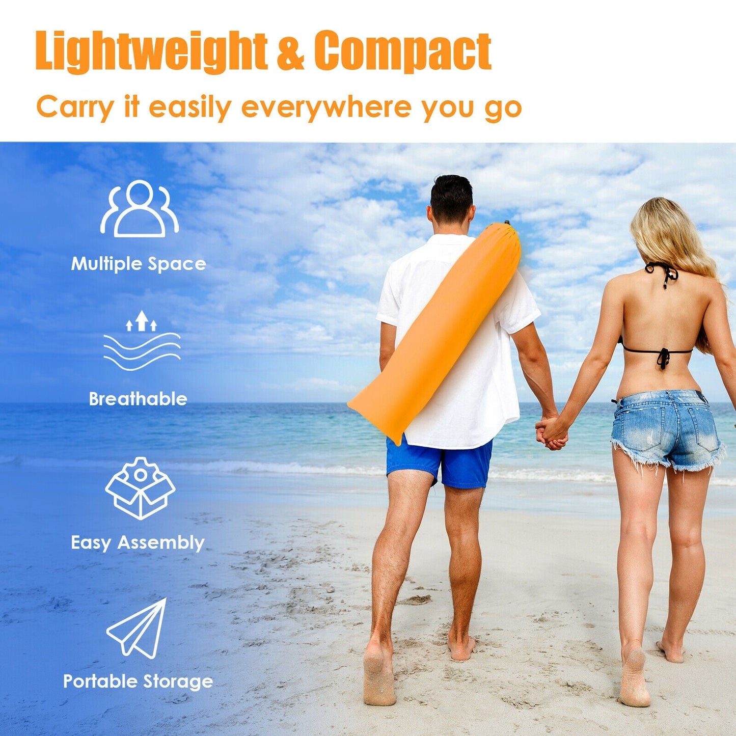 3-4 Person Easy Pop Up Beach Tent UPF 50+ Portable Sun Shelter