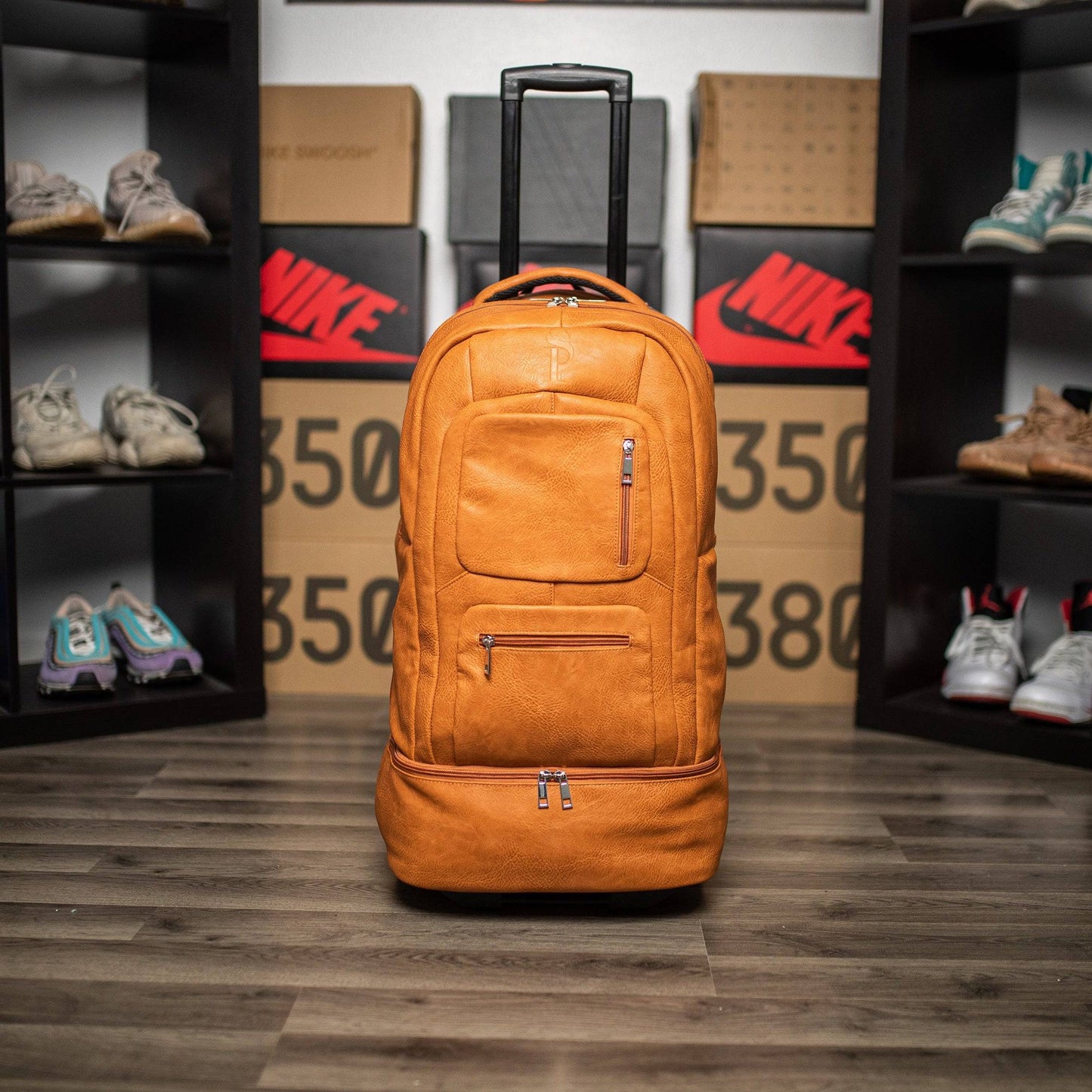 Brown Leather Carry-On Patented Roller Bag (Only 150 Made)