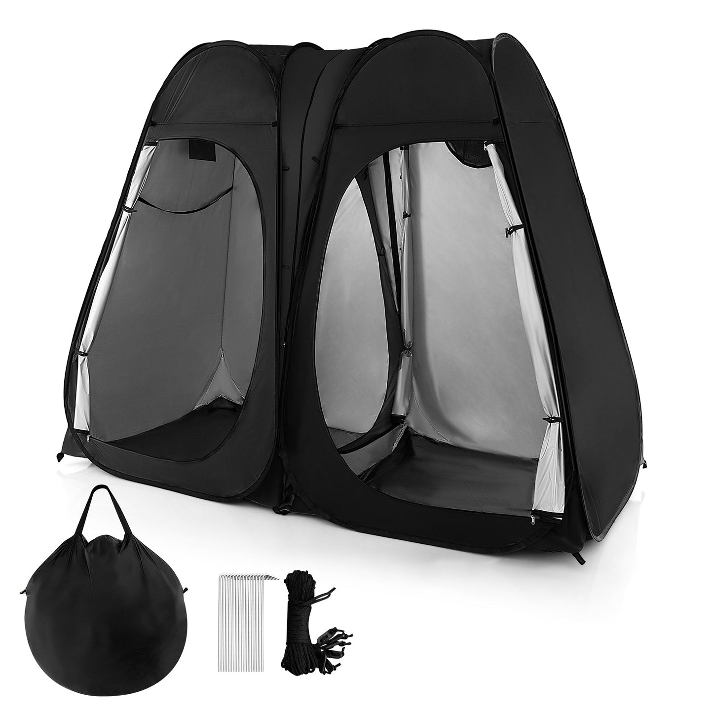 Oversized Pop Up Shower Tent with Window Floor and Storage Pocket