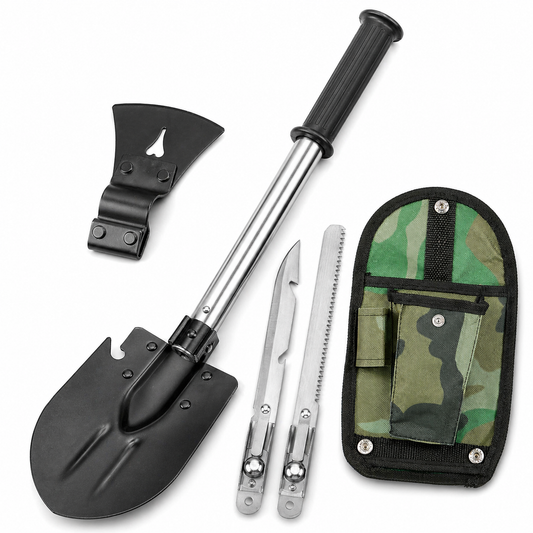 6-in-1 Multi Tool Survival Kit Shovel Knife Axe Saw Nail Puller w/ Pouch Outdoor Gear Camping
