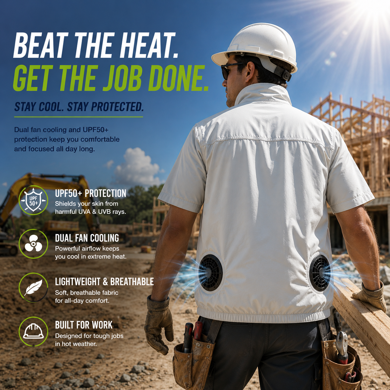 Liteguest UPF50+ Cooling Fan Vest for Hiking, Golf & Outdoor Work