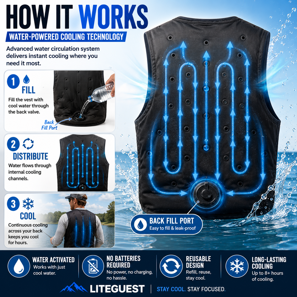 LITEGUEST Water Cooling Vest | Battery-Free Cooling for Outdoor Activities