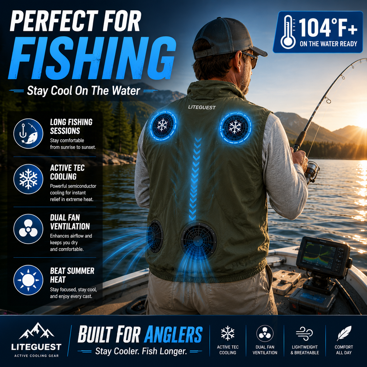 LITEGUEST TEC Cooling Fan Vest | Active Cooling with Dual Fans