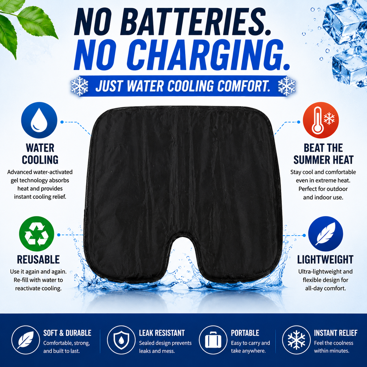 LITEGUEST Water Cooling Seat Cushion | Portable Cooling Comfort