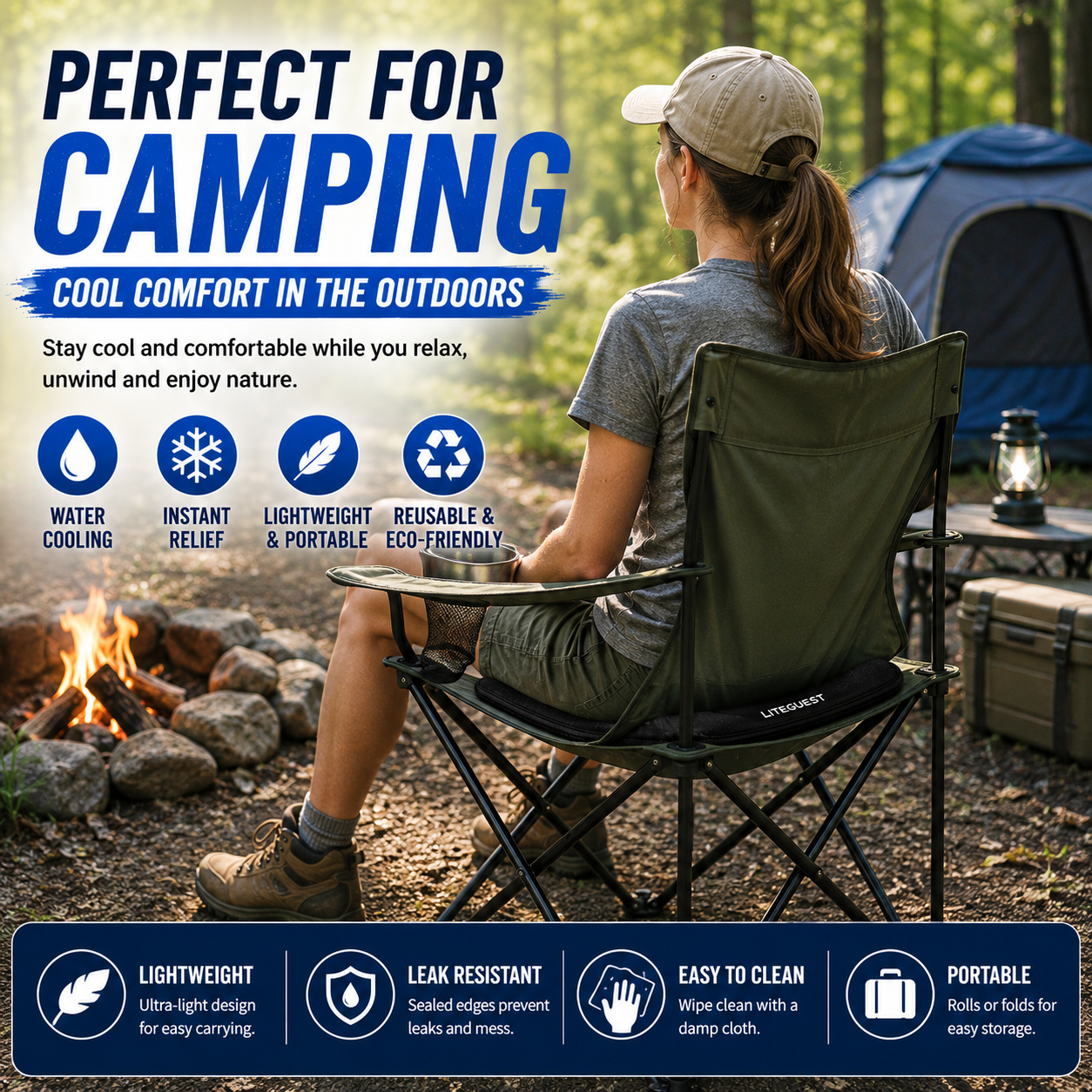 LITEGUEST Water Cooling Seat Cushion | Portable Cooling Comfort