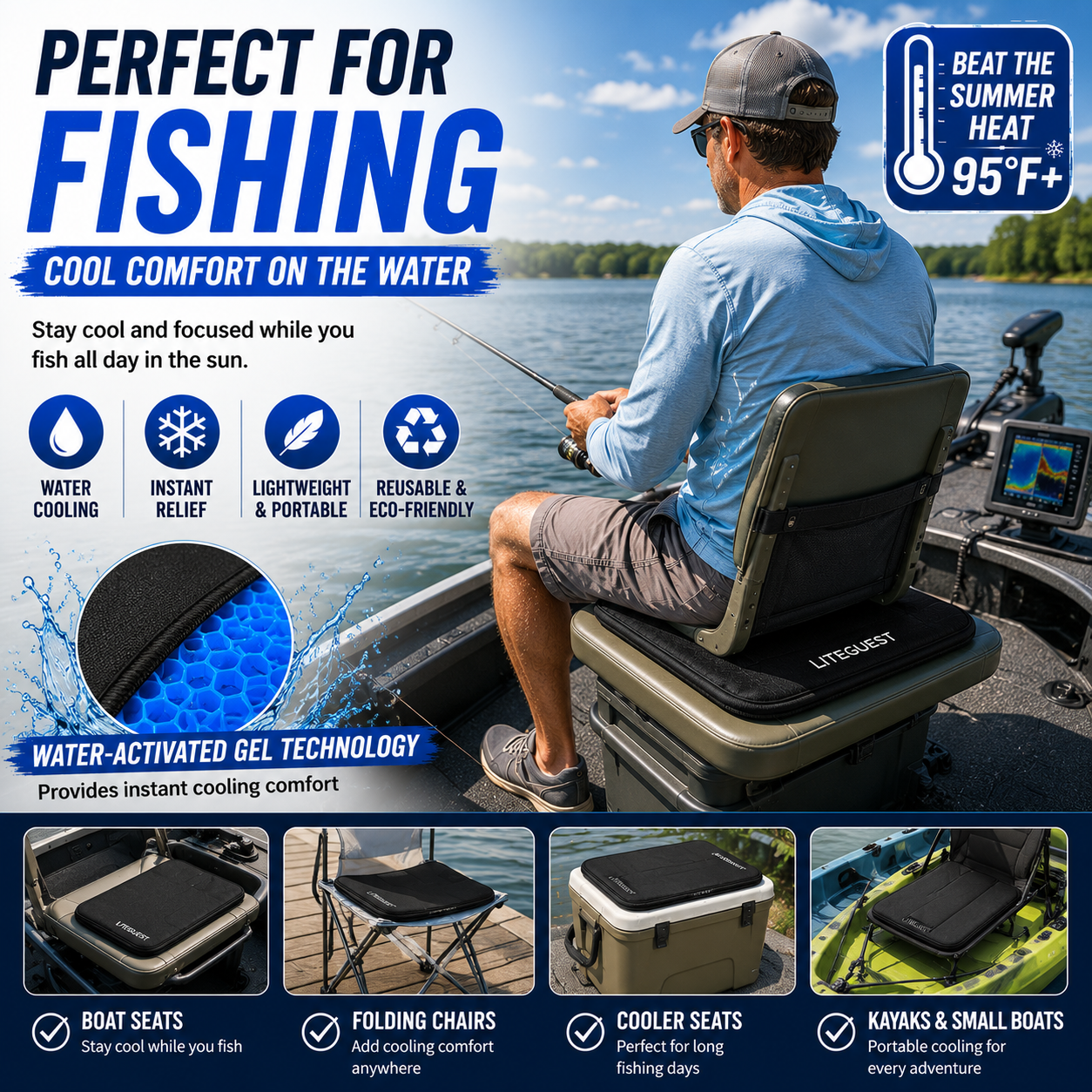 LITEGUEST Water Cooling Seat Cushion | Portable Cooling Comfort