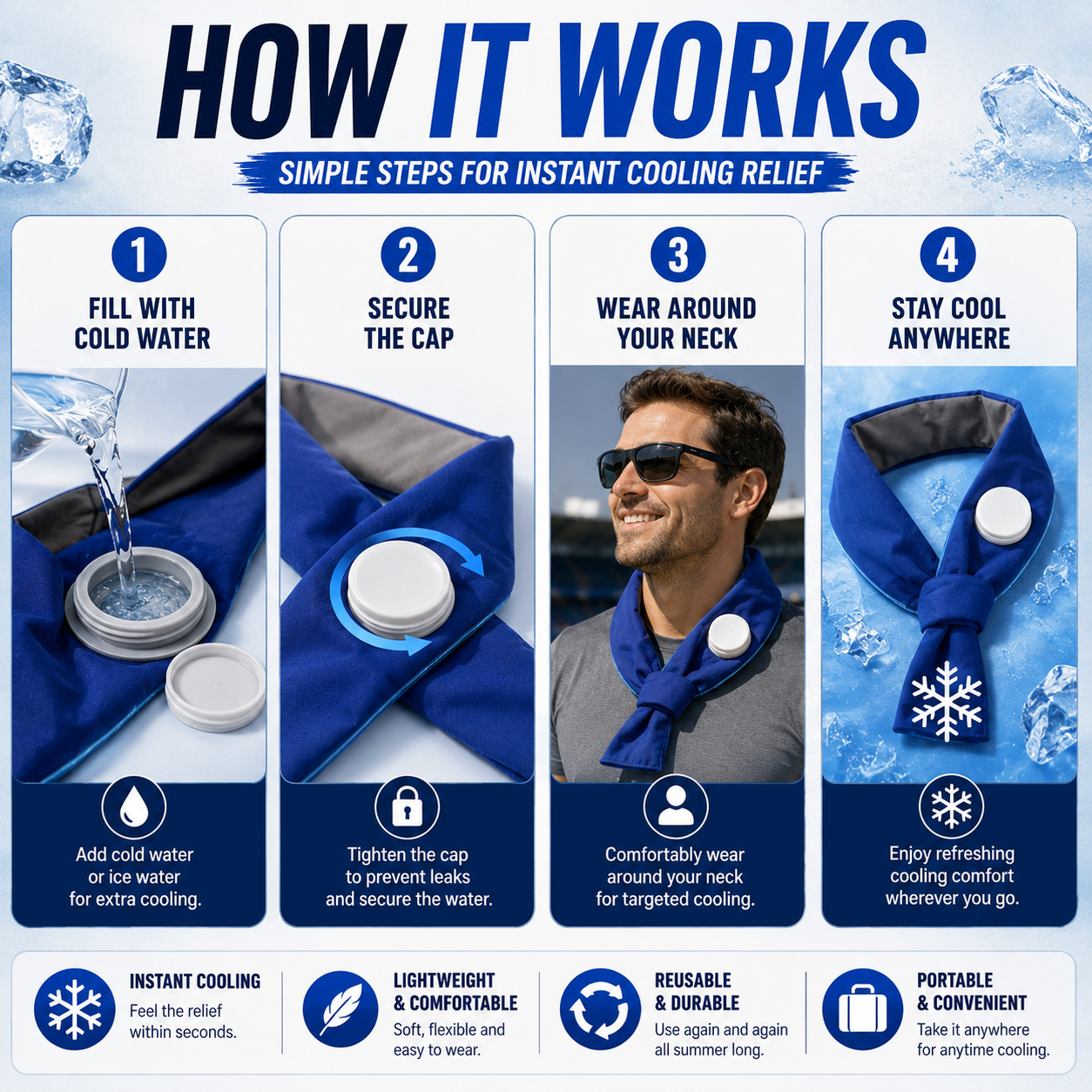 LITEGUEST Water Cooling Neck Wrap | Instant Heat Relief