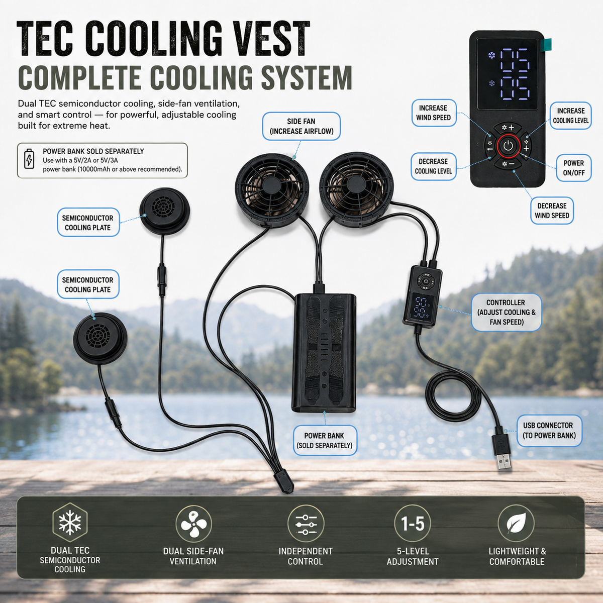 LITEGUEST Hooded TEC Cooling Vest – Dual Semiconductor Cooling