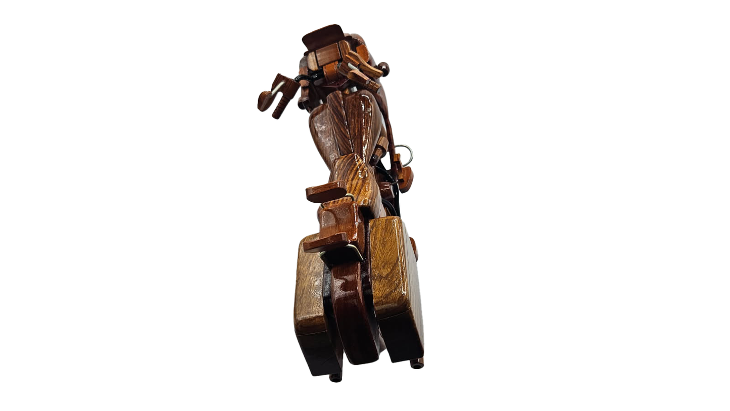 Classic Moto Mahogany Wood Desktop Motorcycle Model