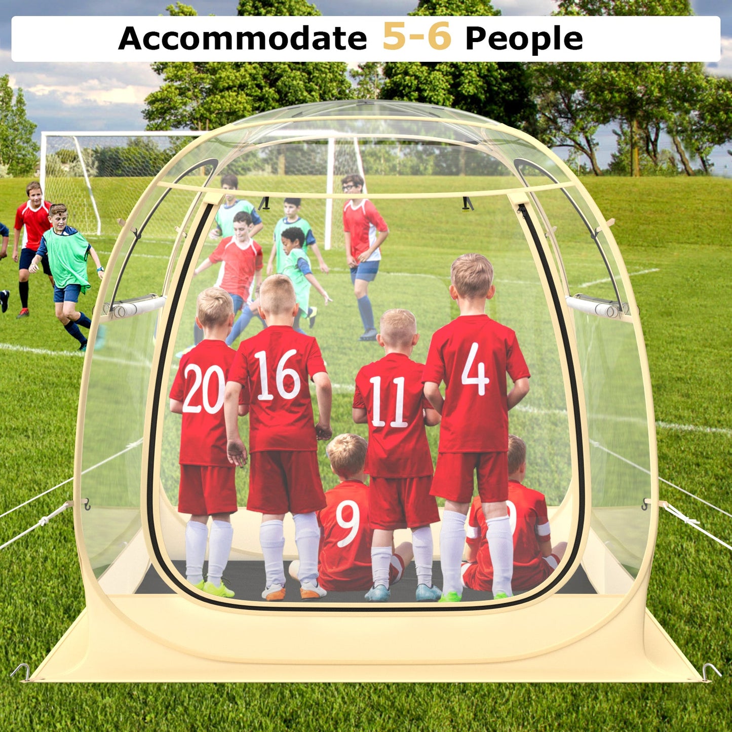 Instant Pop up Sports Tent with Carrying Bag and Floor Mat for 1-2/5-6 People
