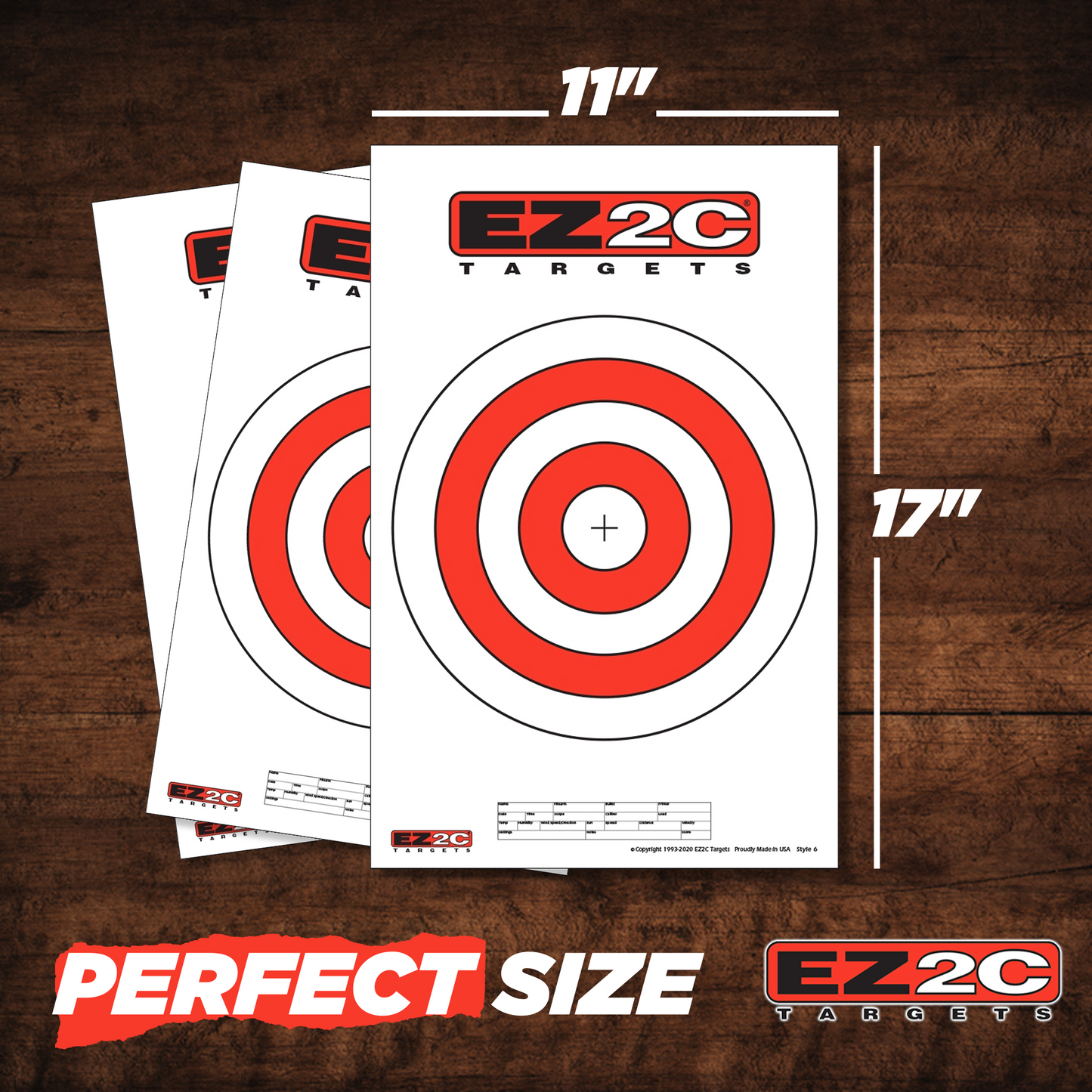 EZ2C Targets #6: 10" Bullseye Paper Shooting Target 11"x17" USA MADE