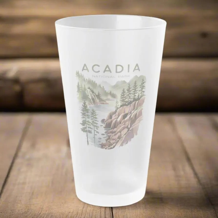Acadia National Park Frosted Pint Glass