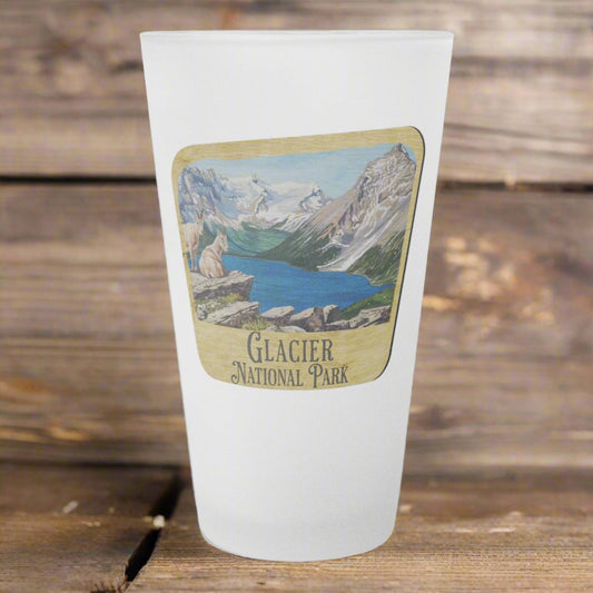 Glacier National Park Frosted Pint Glass Sign