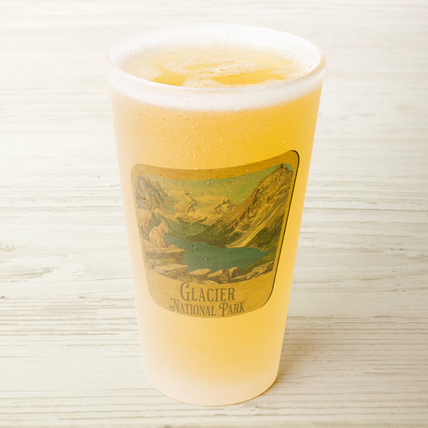 Glacier National Park Frosted Pint Glass Sign