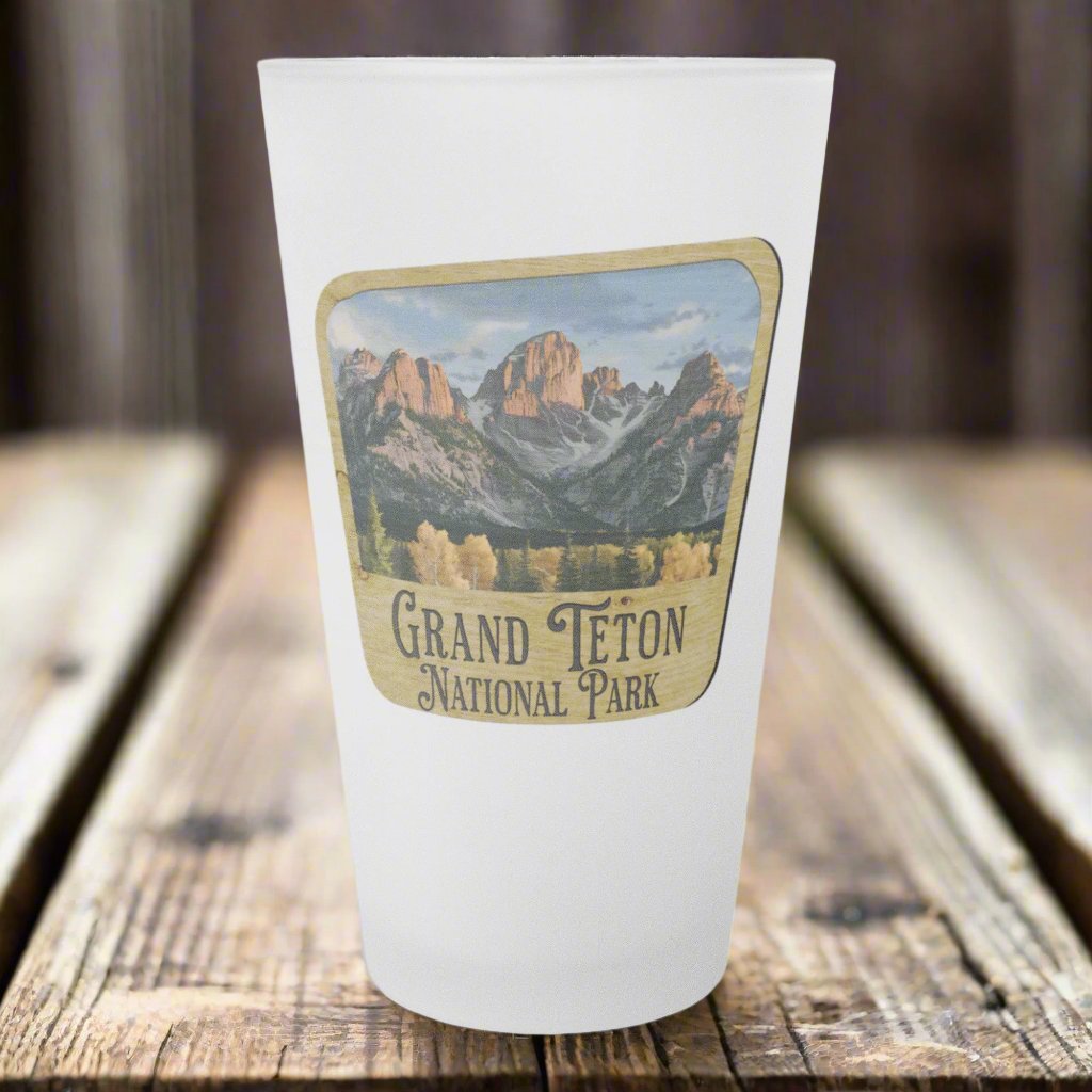 Grand Teton National Park Frosted Pint Glass Sign