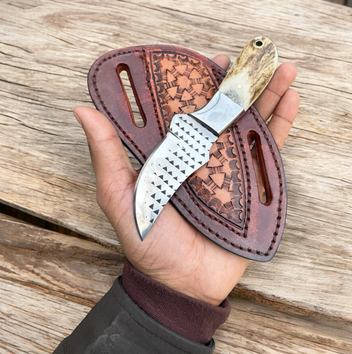 Handmade Winter Ranch Cowboy Knife with Stag Horn Handle
