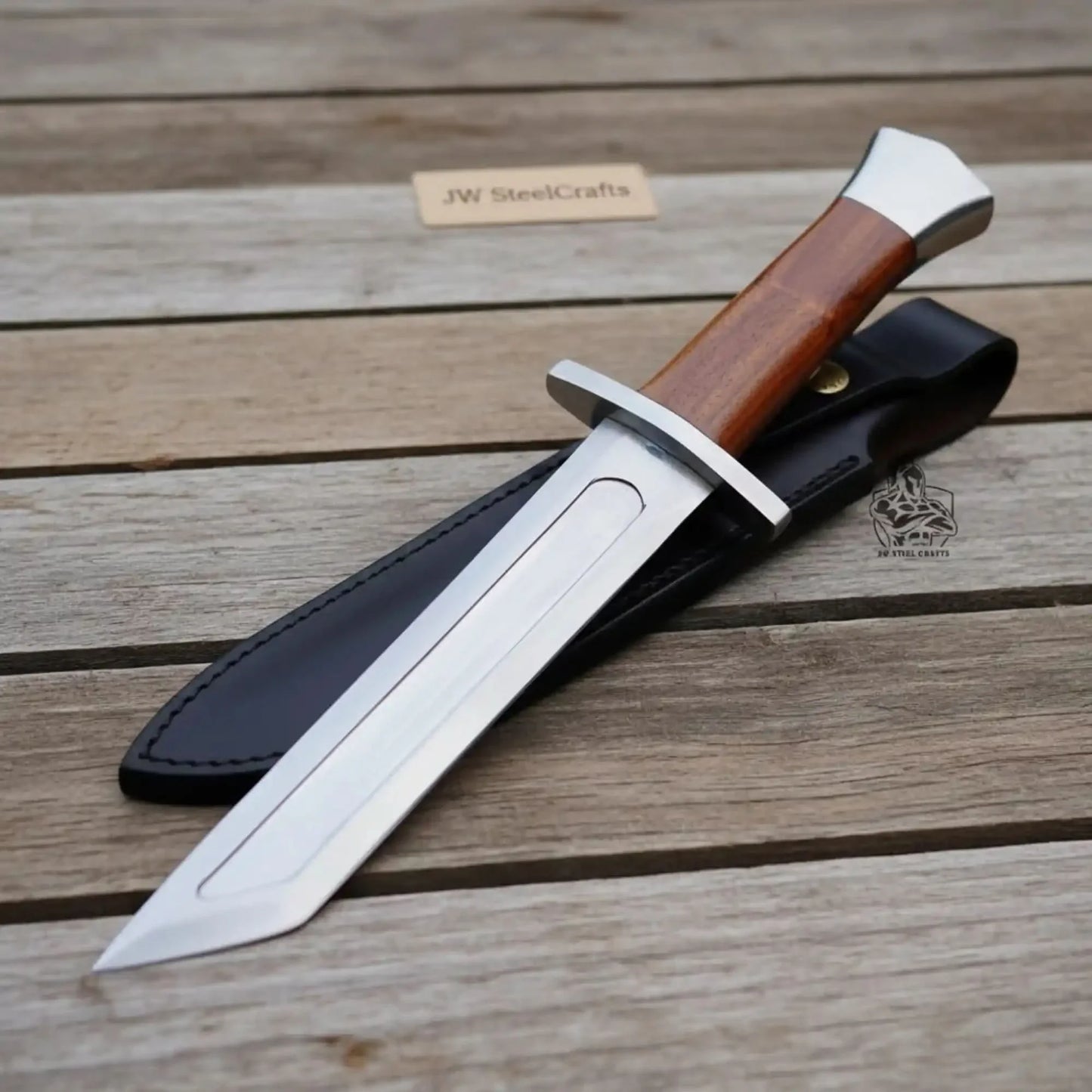 Handmade Carbon Steel Viking Seax Knife with Natural Wood Handle