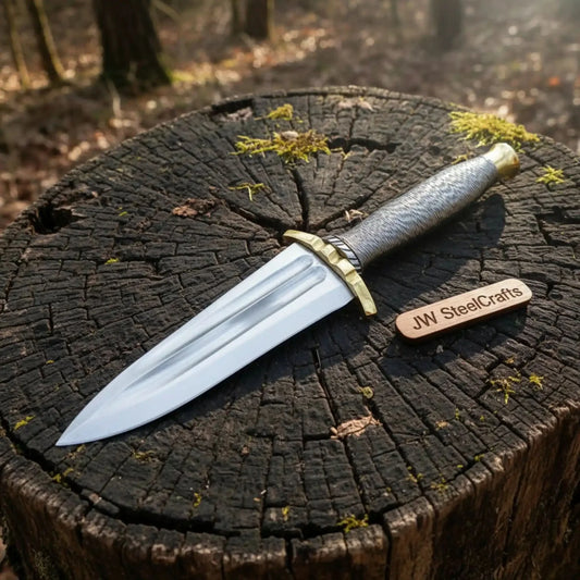 Handmade Carbon Steel Dagger Knife with Mirror Polished Blade