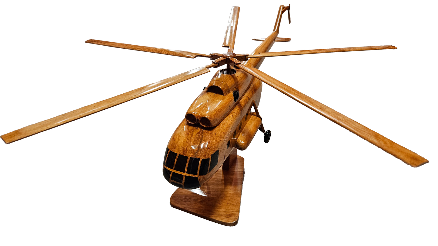 MI-17 ( MI17 ) Mahogany Wood Desktop Helicopter Model