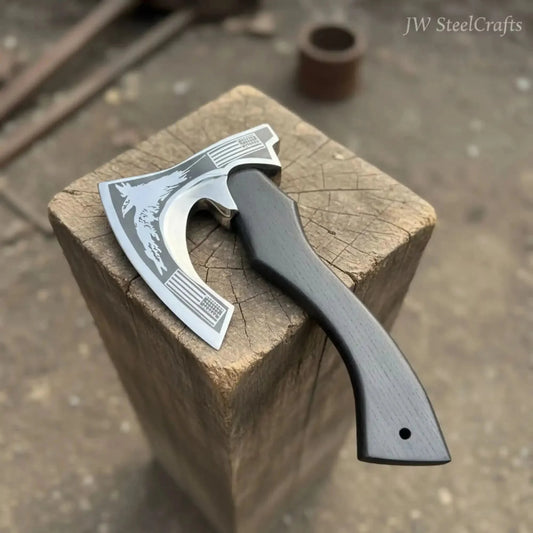 Modern Viking Fantasy Hatchet Curved Bearded Steel Axe