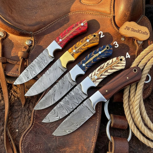 Cowboy Hunter Knife Set with Pinecone and Tali Wood Handles