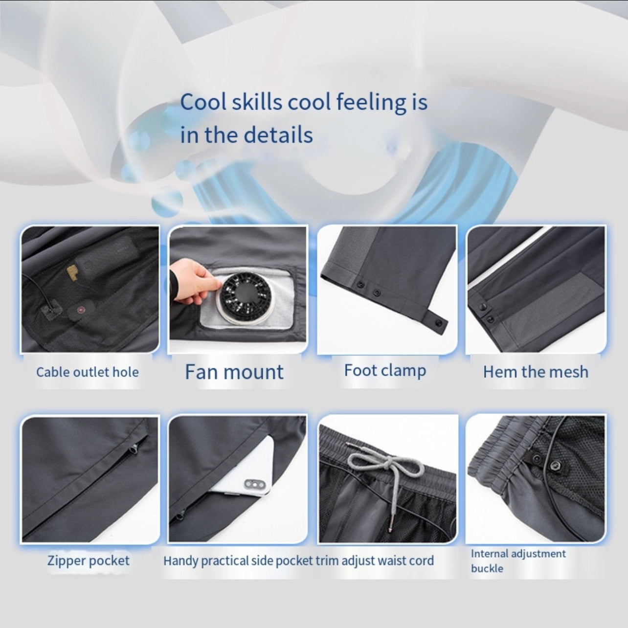 Liteguest Fan Cooling Pants for Hiking, Fishing & Camping
