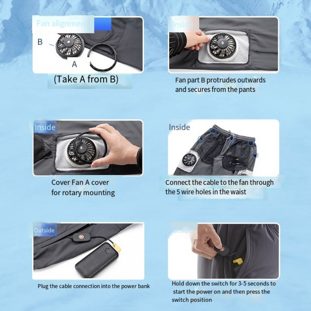 Liteguest Fan Cooling Pants for Hiking, Fishing & Camping