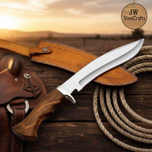 Handmade Stainless Steel Bowie Knife – Full-Tang Clip Point Blade with Walnut Wood