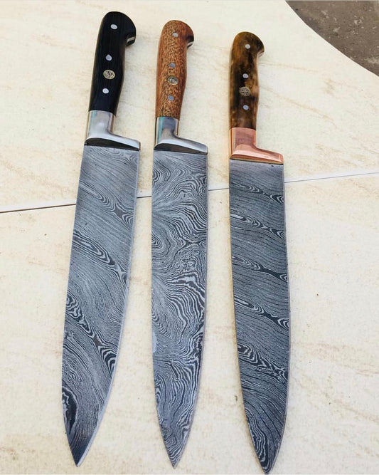 Damascus Steel 03 PCS Chef Knives Set ( Deal )