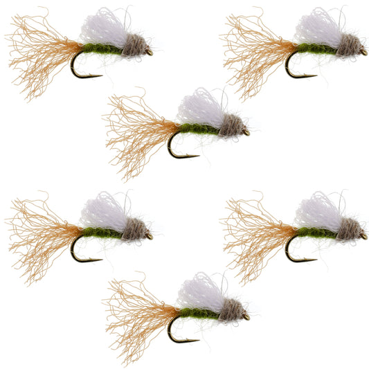 Olive Iris Caddis Emerger Caddis  Trout Dry Fly - 6 Flies Hook Size 14