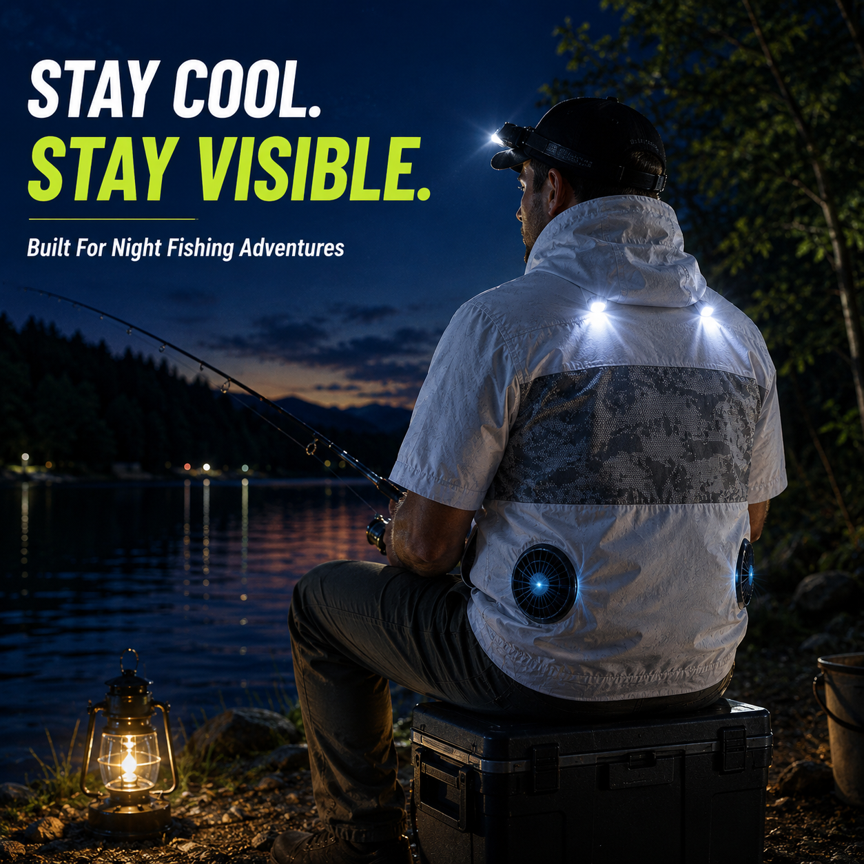 Liteguest LED Cooling Fan Jacket for Night Fishing & Camping