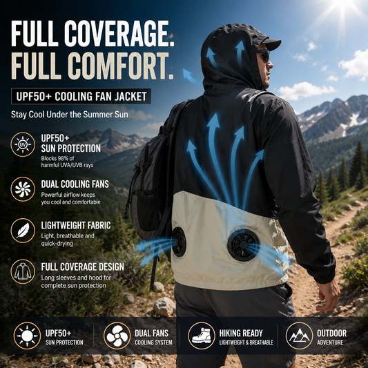 Liteguest UPF50+ Cooling Fan Jacket for Fishing, Hiking & Work