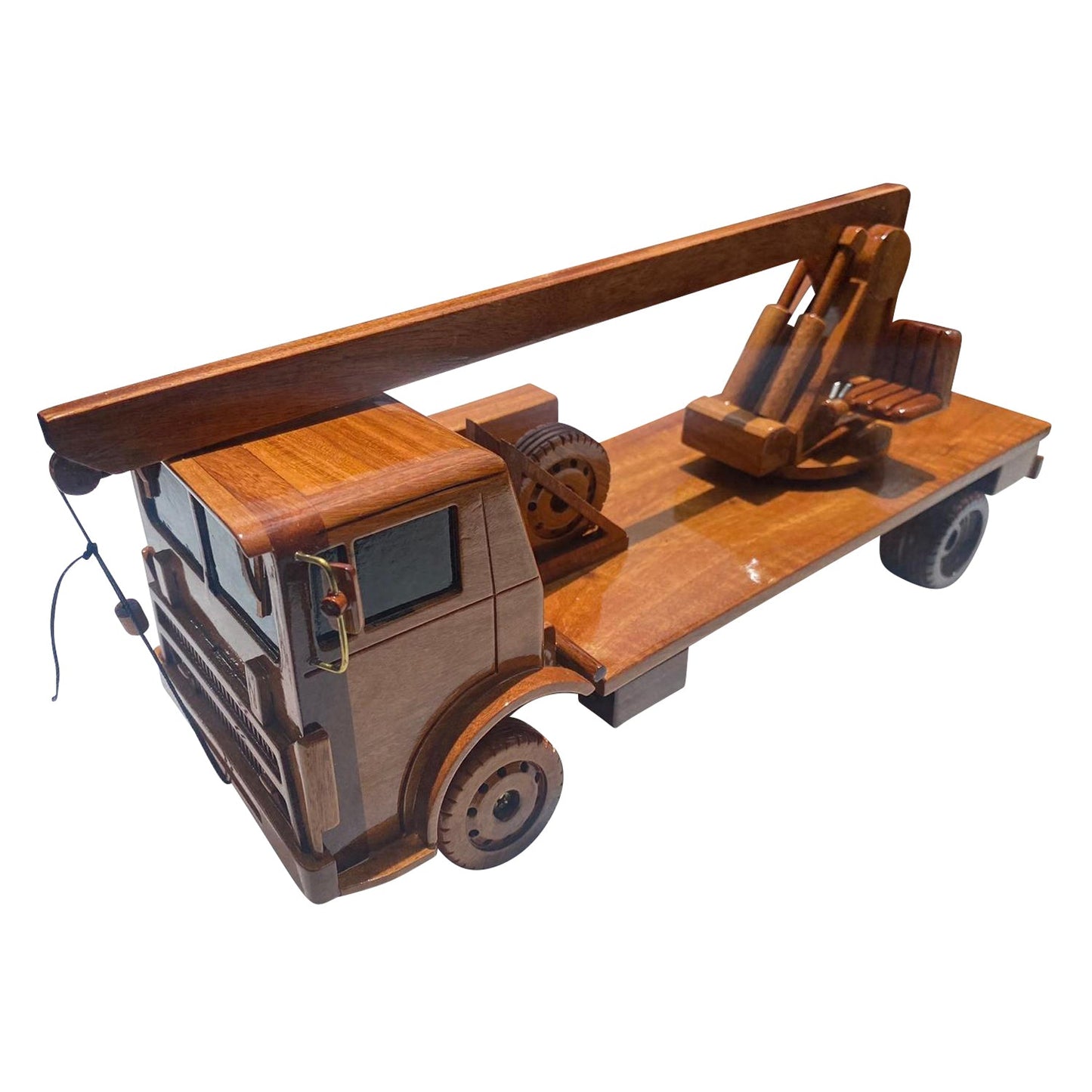 Mack MB400 Crane 1978  Mahogany Wood Desktop Truck combo Model
