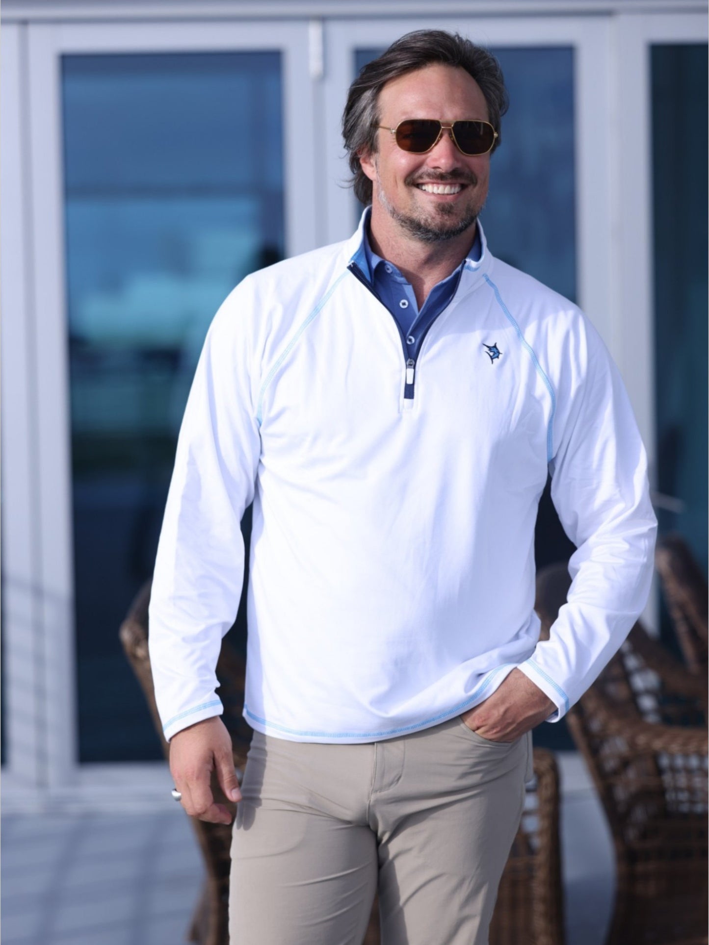 New Harbor 1/4 zip pullover White Men's