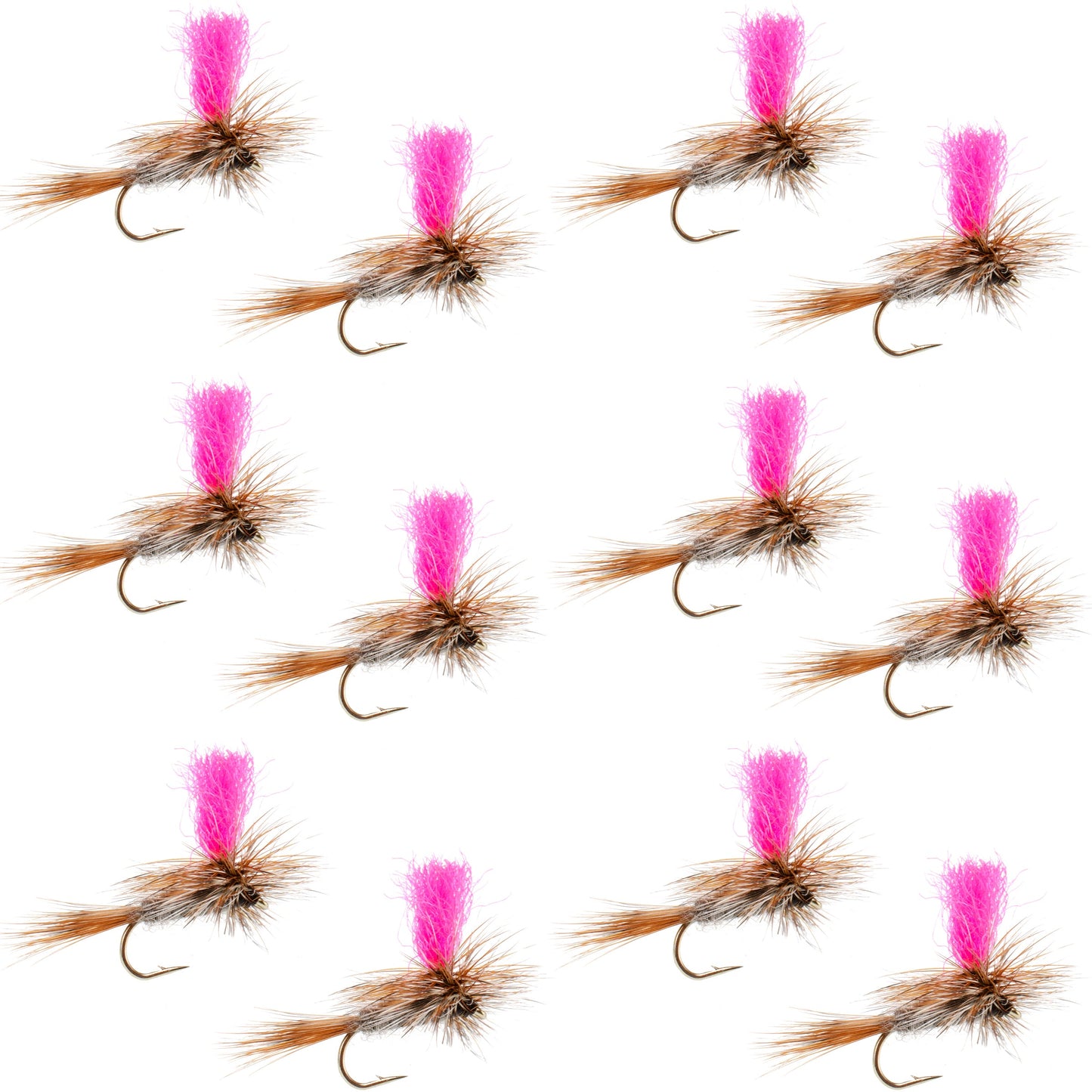 Adams Hi-Viz Parachute Classic Dry Fly - 12 Flies Hook Size 12